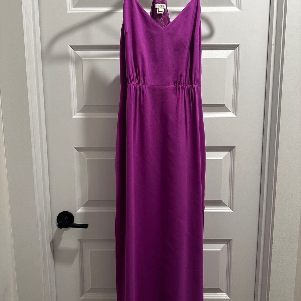 J. Crew Vibrant Fuchsia V-Neck Maxi Dress